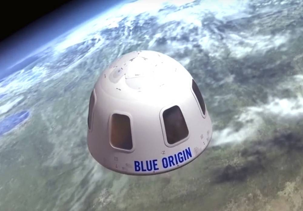 This undated image provided by Blue Origin shows an illustration of the capsule that will be used to take tourists into space. BLUE ORIGIN VIA AP