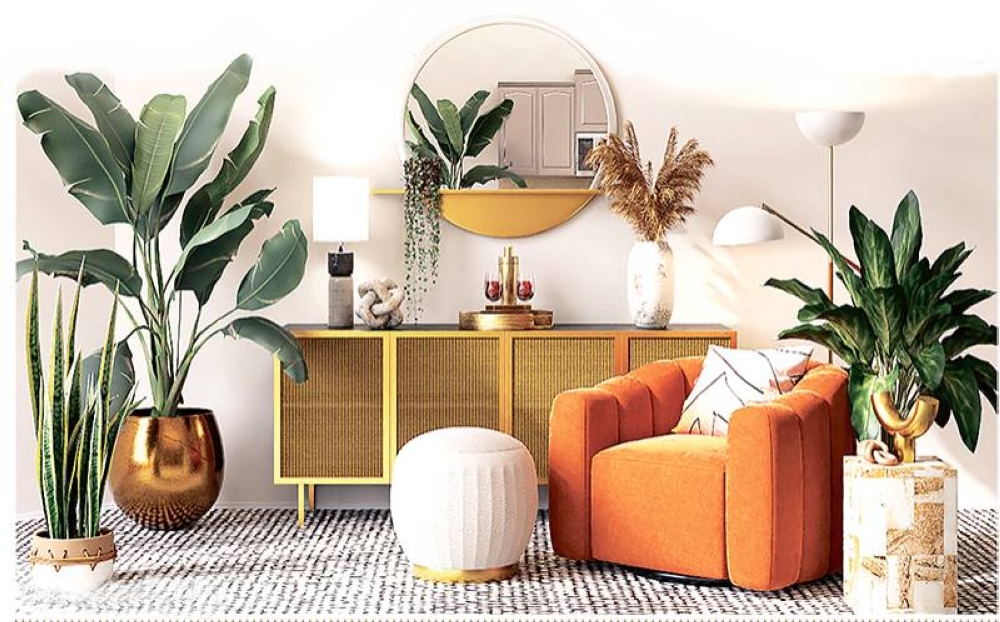 Curvy furniture, indoor plants, nature-inspired pieces and pastel walls are key aesthetics this 2022