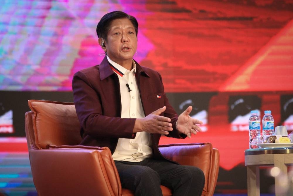 Former senator Ferdinand 'Bongbong' Marcos Jr. pushes for stronger ties with the US amid a looming 'new world order' following Russia's invasion of Ukraine during the SMNI Presidential Candidates' Interview on Saturday, March 26, 2022. PHOTOS BY JOHN RYAN BALDEMOR AND J. GERARD SEGUIA 