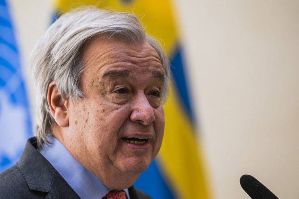 MR. BRIGHTSIDE This June 1, 2022 file photo shows United Nations Secretary General Antonio Guterres holding a press conference in Stockholm, Sweden. AFP PHOTO