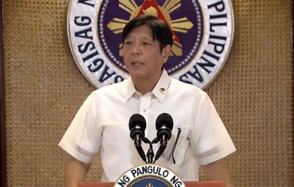 President Ferdinand R. Marcos Jr. holds a press briefing at the Heroes Hall in Malacañan Palace. Screengrab photo from Facebook