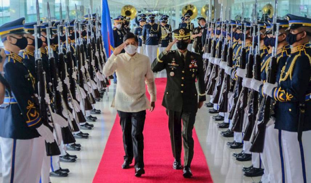 FIRST STATE VISIT President Ferdinand Marcos Jr. salutes during the departure ceremony on Sunday, Sept. 4, 2022, at the Ninoy Aquino International Airport. PHOTO BY JOHN RYAN BALDEMOR