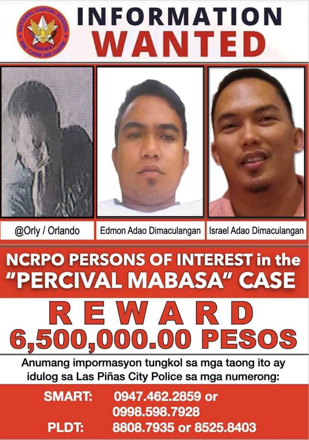 A wanted poster issued by the police. COURTESY OF NCRPO