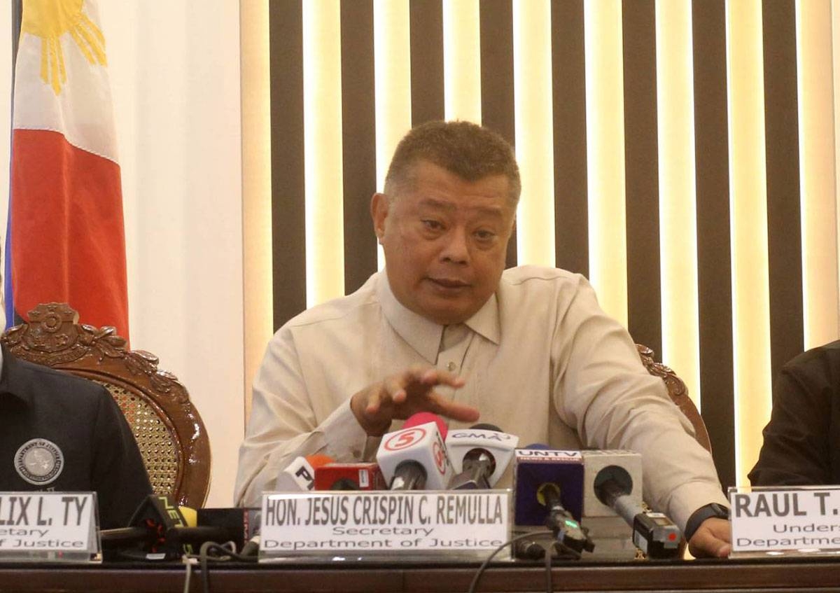 Justice Secretary Jesus Crispin Remulla during a press briefing at the Department of Justice (DOJ) on Tuesday, October 18, 2022. PHOTO BY: RENE H. DILAN
