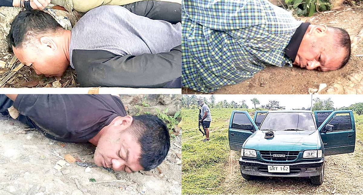 SUSPECTED ASSASSINS Police arrest three suspects in the assassination of Negros Oriental Gov. Roel Degamo in his home in Pamplona town on Saturday, March 4, 2023. Arrested (from top left) were Joric Labrador, a former member of the Philippine Army and resident of Cagayan de Oro; Joven Aber, a former Army ranger and resident of Negros Occidental; and Benjie Rodriguez of Misamis Occidental. Police also seized the getaway vehicle that was used after the shooting. that also killed five others. CONTRIBUTED PHOTOS