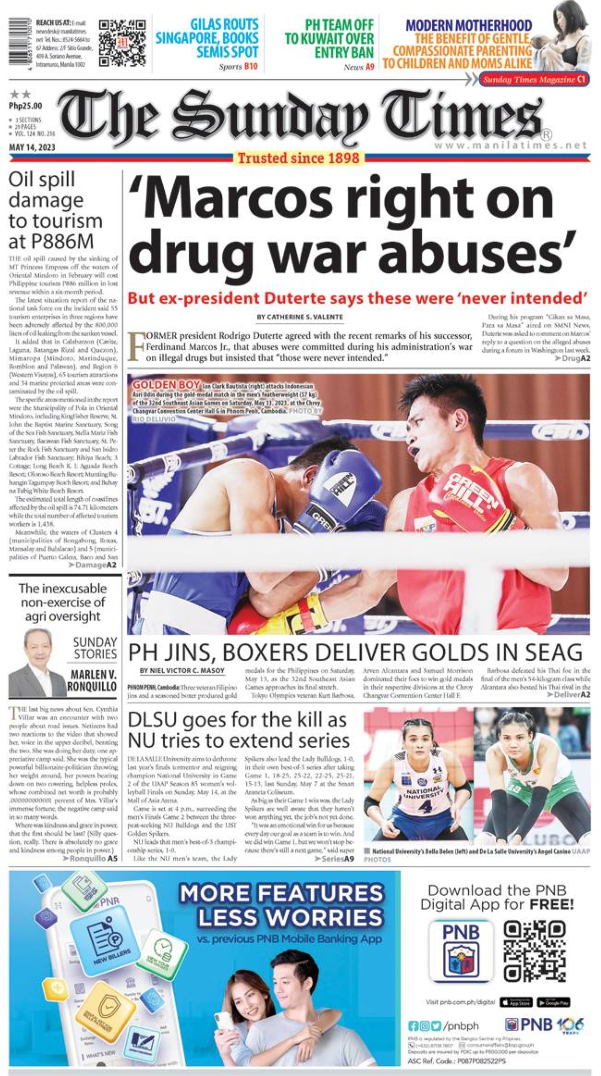 The Manila Times Front Page May 14, 2023 The Manila Times image photo picture
