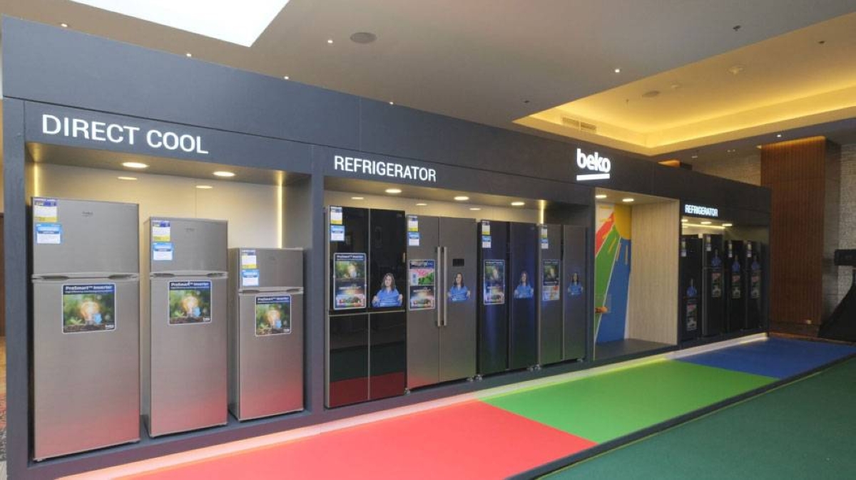 Beko’s wide range of appliances include (from left) inverter aircons, washing machines, cooking ranges and refrigerators.