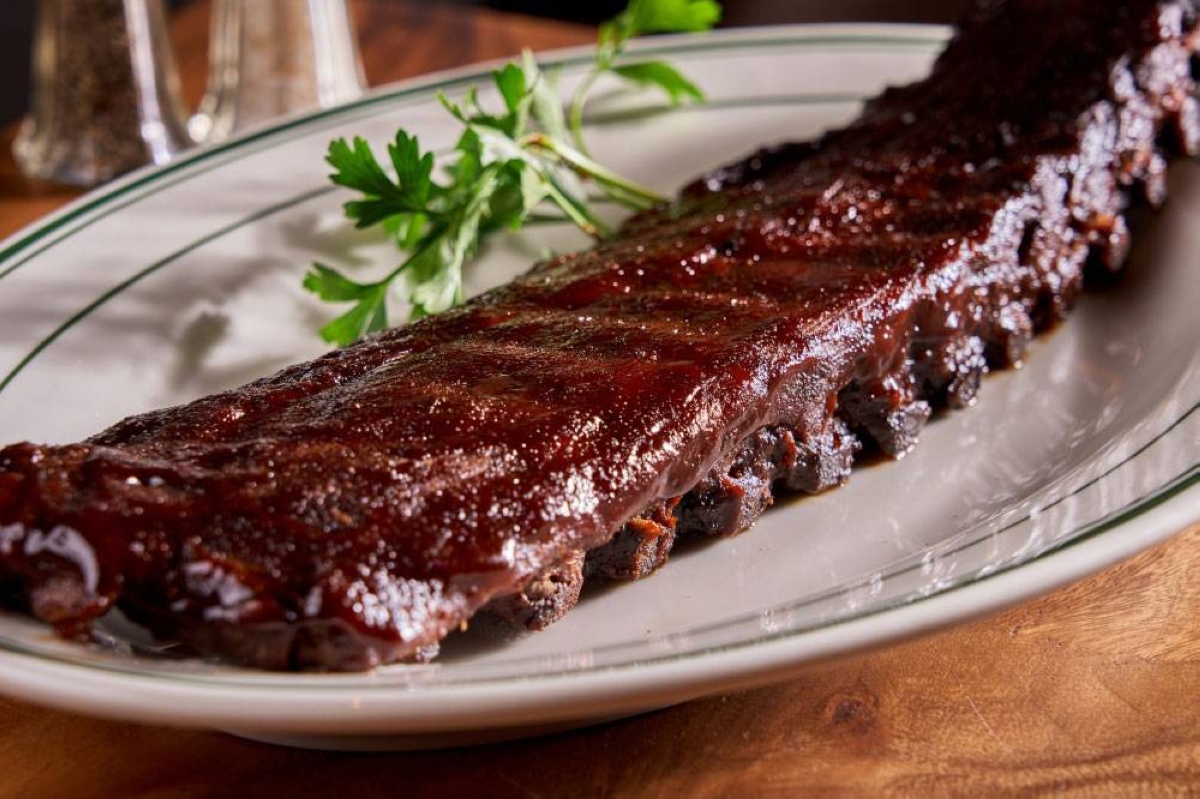 Grilled barbecue baby back ribs