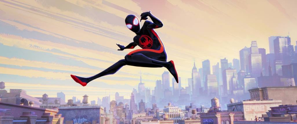 Miles Morales as Spider-Man (voiced by Shameik Moore) in a scene from “Spider-Man: Across the Spider-Verse.” SONY PICTURES ANIMATION IMAGE VIA AP