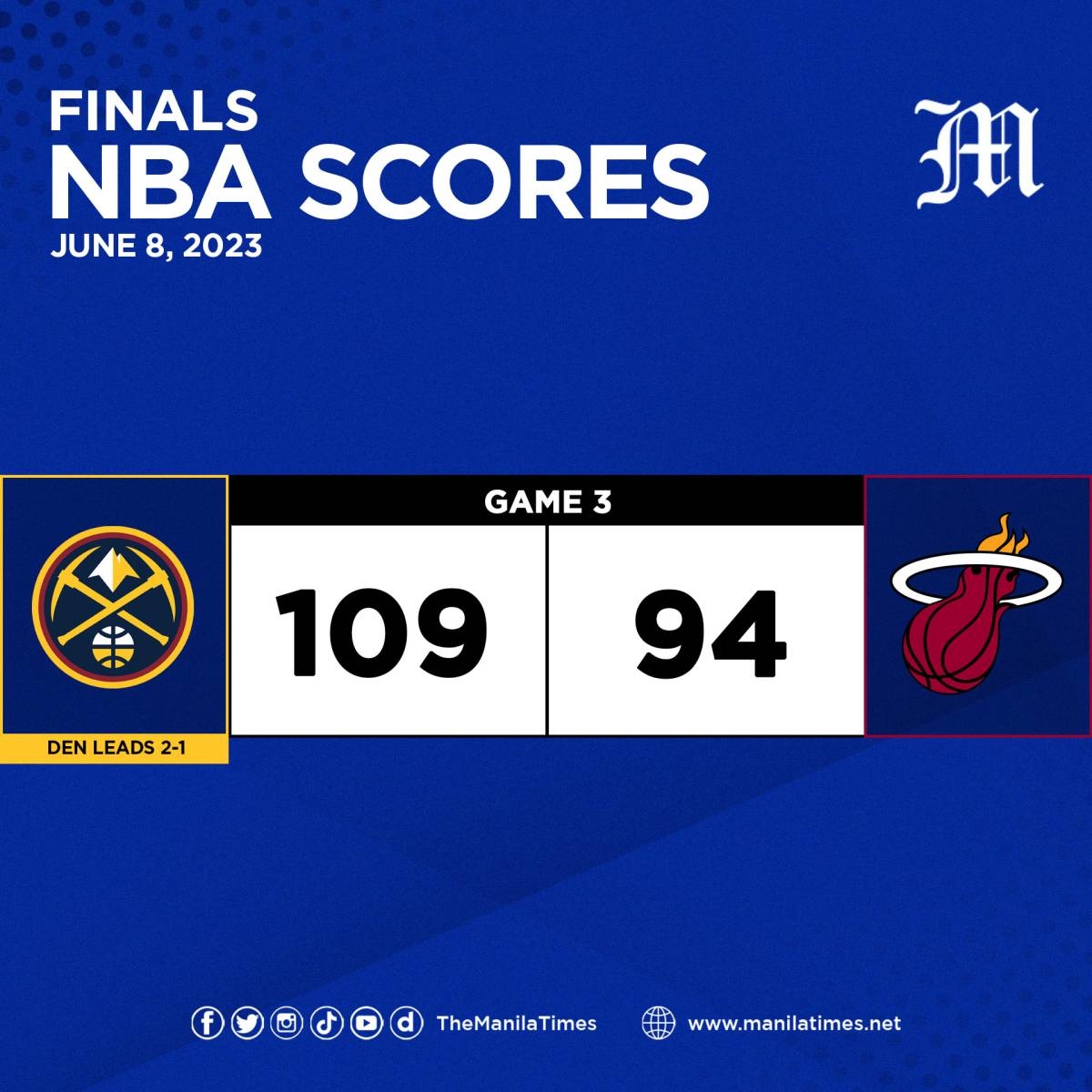 NBA SCORES Finals June 8, 2023 The Manila Times