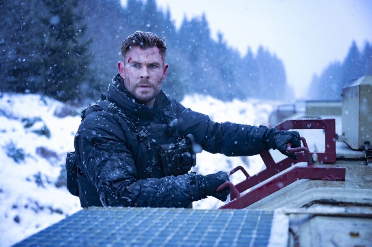 Besides fire, there’s also a thrilling scene involving Hemsworth, a train, helicopter and lots of snow.