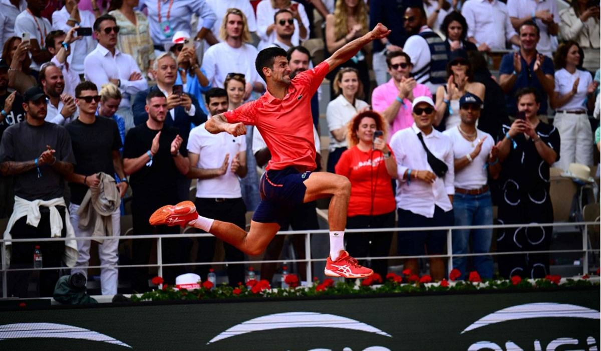 NUMBER ONE Serbia’s Novak Djokovic jumps as he celebrates his victory over Norway’s Casper Ruud during their men’s singles final match on Day 15 of the Roland Garros Open tennis tournament at the Court Philippe Chatrier in Paris on Sunday, June 11, 2023. PHOTO BY EMMANUEL DUNAND/AFP