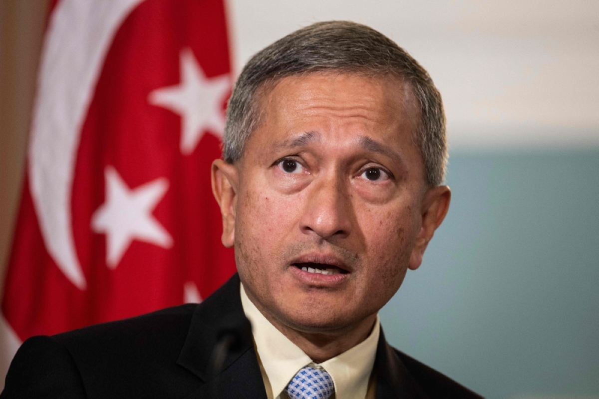 TOO EARLY Singaporean Foreign Minister Vivian Balakrishnan speaks during a meeting with US Secretary of State Anthony Blinken at the US Department of State in Washington, D.C. on Friday, June 16, 2023. Balakrishnan said that conditions were not yet right for Asean to open high-level talks with Myanmar on the country’s political situation. AFP PHOTO