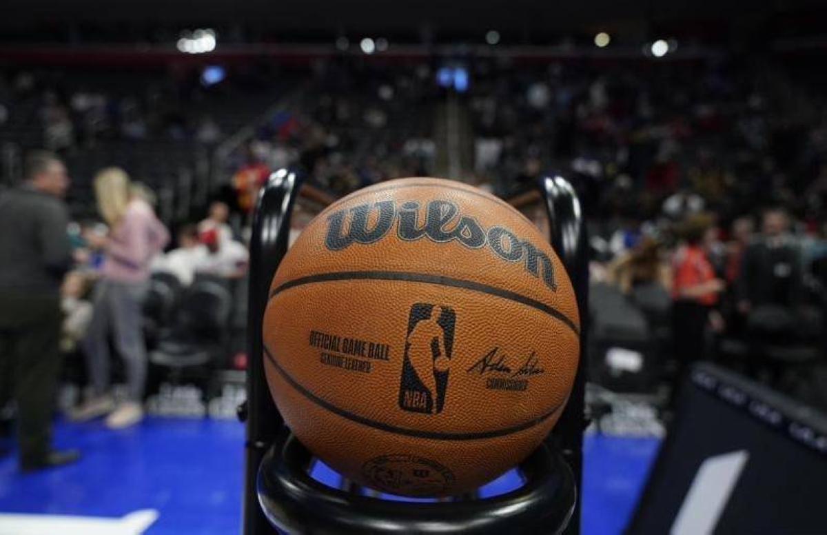 An NBA basketball sits in a rack before a game between the Detroit Pistons and the Charlotte Hornets, March 9, 2023, in Detroit. AP FILE PHOTO