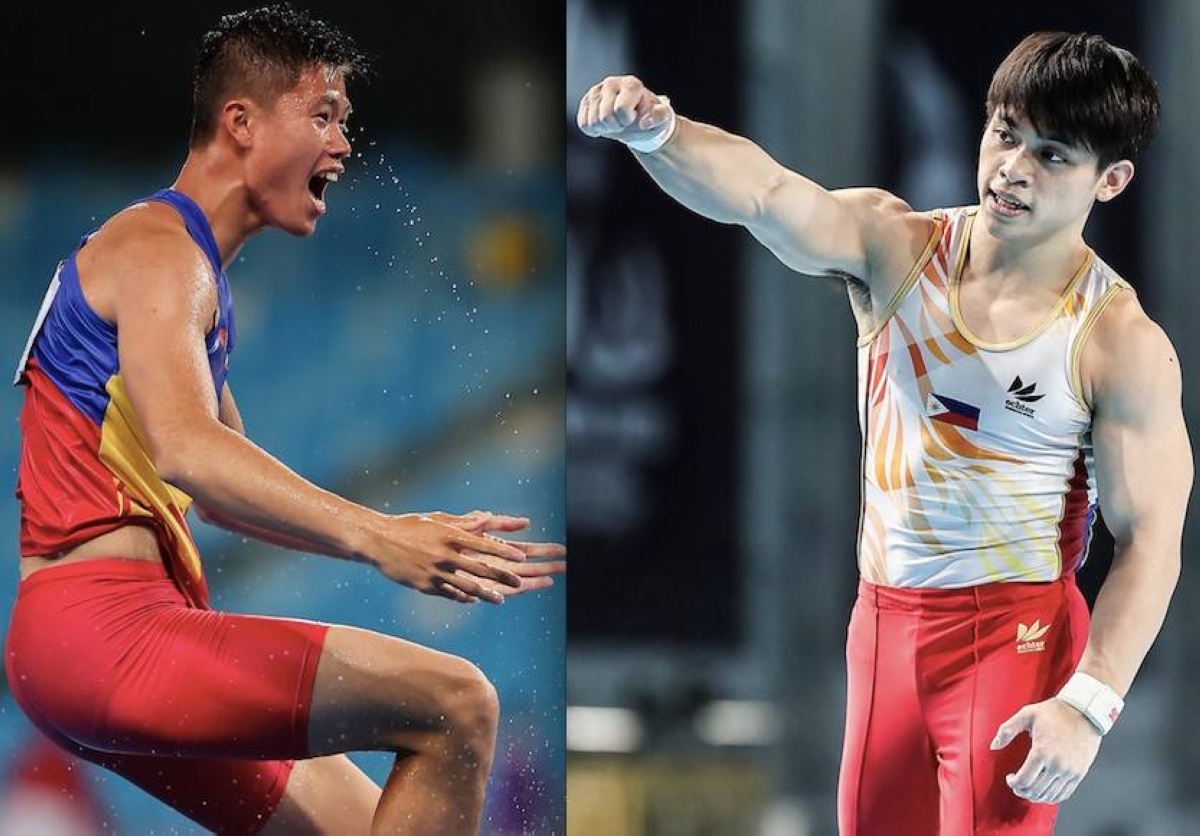 Pole vaulter EJ Obiena (left) and gymnast Carlos Yulo PHOTOS BY RIO DELUVIO