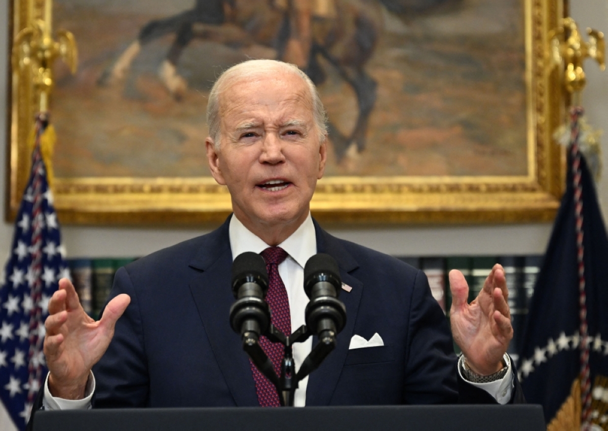 ‘SEVERE DISAPPOINTMENT’ US President Joe Biden speaks about the US Supreme Court’s decision on affirmative action, in the Roosevelt Room of the White House in Washington, D.C., on June 29, 2023. Biden on Thursday said he ‘strongly’ disagreed with the US Supreme Court’s ruling banning the use of race and ethnicity in university admission decisions. AFP PHOTO