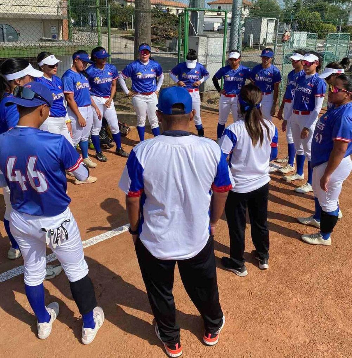 The Philippine Blu Girls prepare themselves for the Women's Softball World Cup starting with their opening game against Canada on Saturday, July 22, 2023, in Italy. ASAPHIL PHOTO