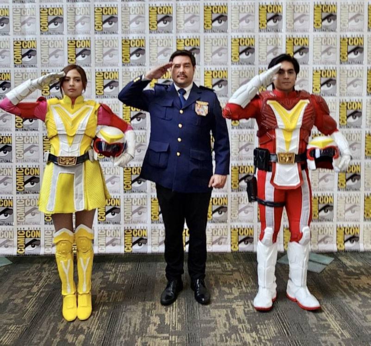 The ‘Voltes V’ panel at SDCC was a successful first for GMA, the production, the cast — Filipino actors (from left) Ysabel Ortega, Gabby Eigenmann and Miguel Tanfelix — and Dogu Publishing, an imprint of Dark Horse Comics. PHOTO COURTESY OF GMA