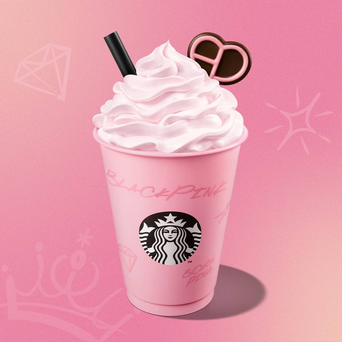 The new Blackpink Strawberry Choco Cream Frappuccino Blended Beverage 