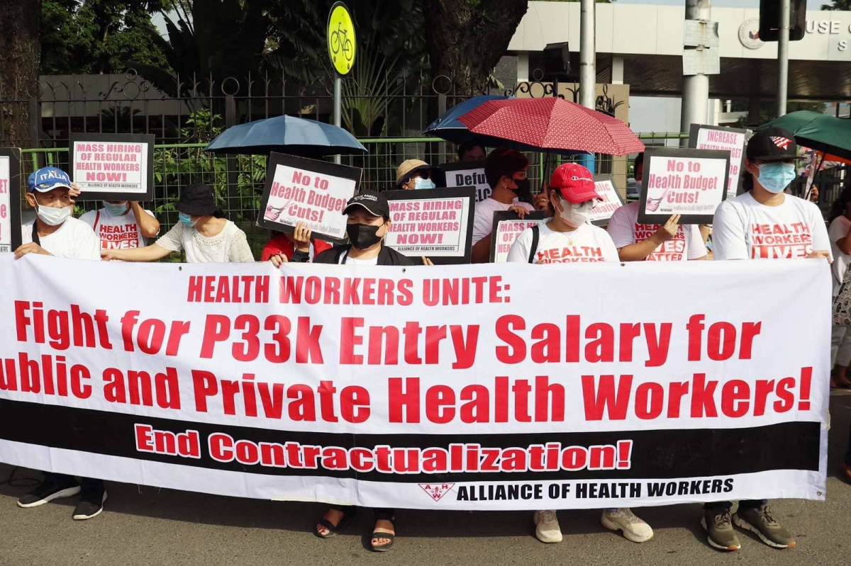 Health workers protest budget cut | The Manila Times