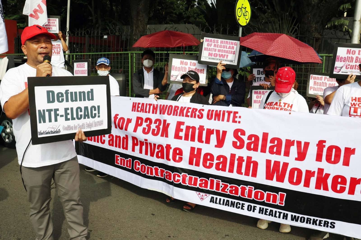 Health workers protest budget cut | The Manila Times