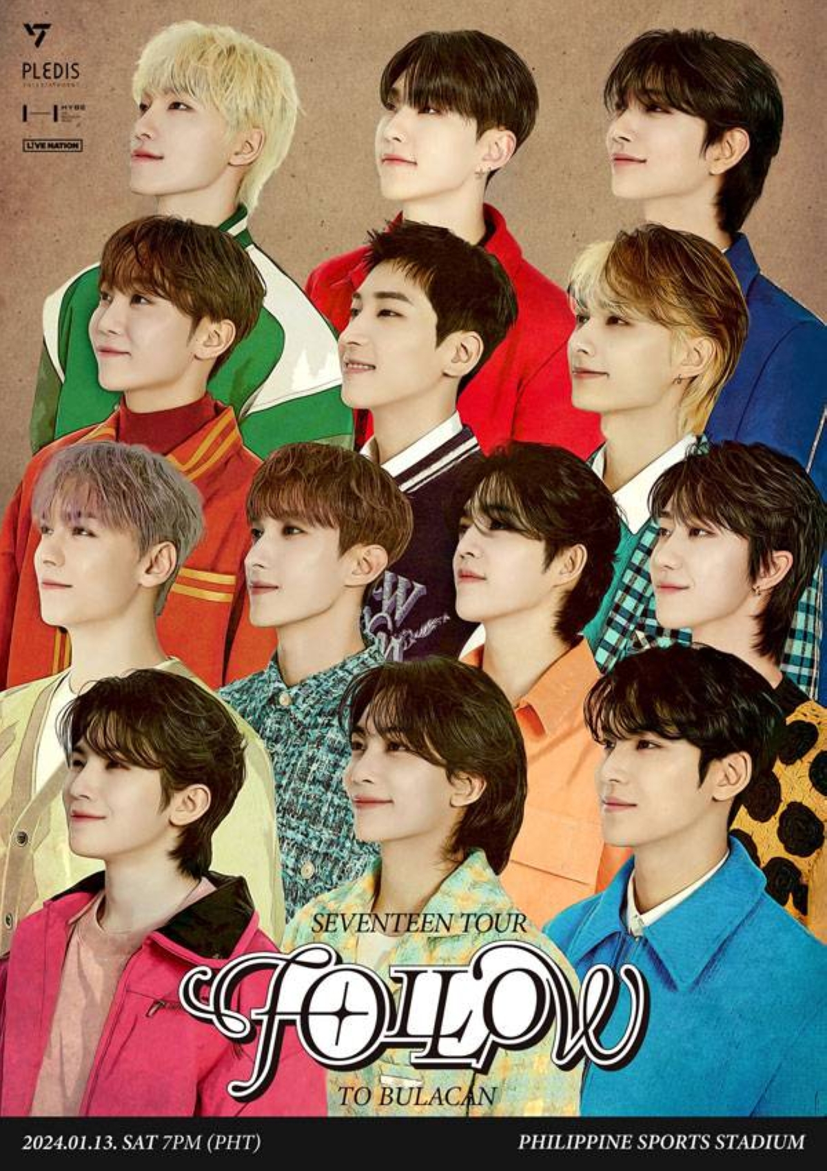 Poster for the Philippine stop of Seventeen's 'Follow' tour. PHOTO FROM WEVERSE/PLEDIS ENTERTAINMENT