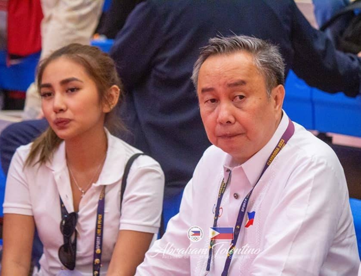 Philippine Olympic Committee (POC) president Abraham “Bambol” Tolentino (right) and Cavite Vice Governor Athena Bryana Tolentino are the special guests at the opening ceremony of the 12th Asian Seniors Chess Championships on Sunday, October 15, at the Knights Templar Ridge Hotel in Tagaytay City. CONTRIBUTED PHOTO