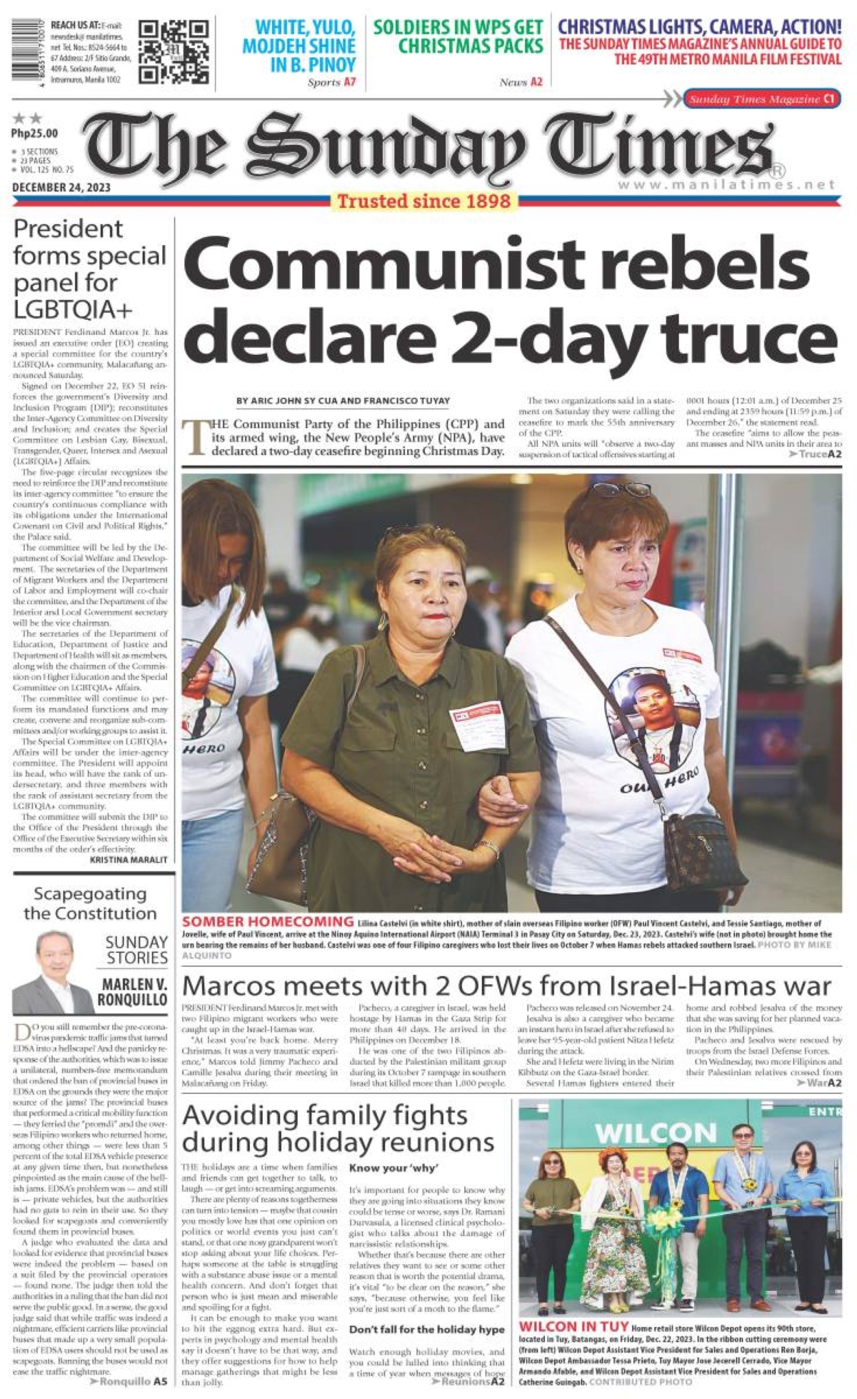 The Manila Times Front Page | Dec. 24, 2023 - Vimarsana News