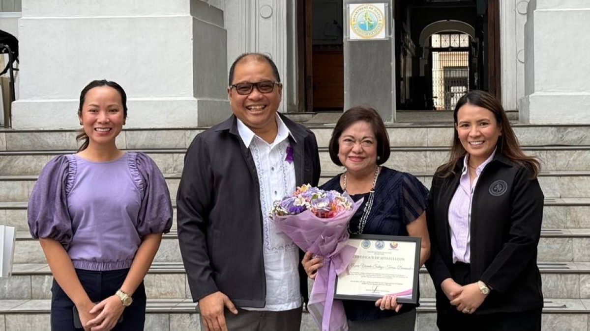 Clark Development Corp. President and CEO Agnes Devanadera (second from right) with Justice Undersecretary Raul Vazquez (second from left) and Assistant Secretaries Michelle Anne Lapuz (left) and Majken Anika Gran-Ong. CONTRIBUTED PHOTO