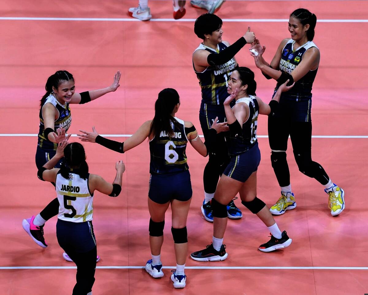 The NU Lady Bulldogs sweep the Ateneo Blue Eagles, 25-22, 25-16, 25-15, in the UAAP Season 86 women's volleyball round 2 match at the Mall of Asia Arena in Pasay on Wednesday, April 10, 2024. Photos by Rio Deluvio