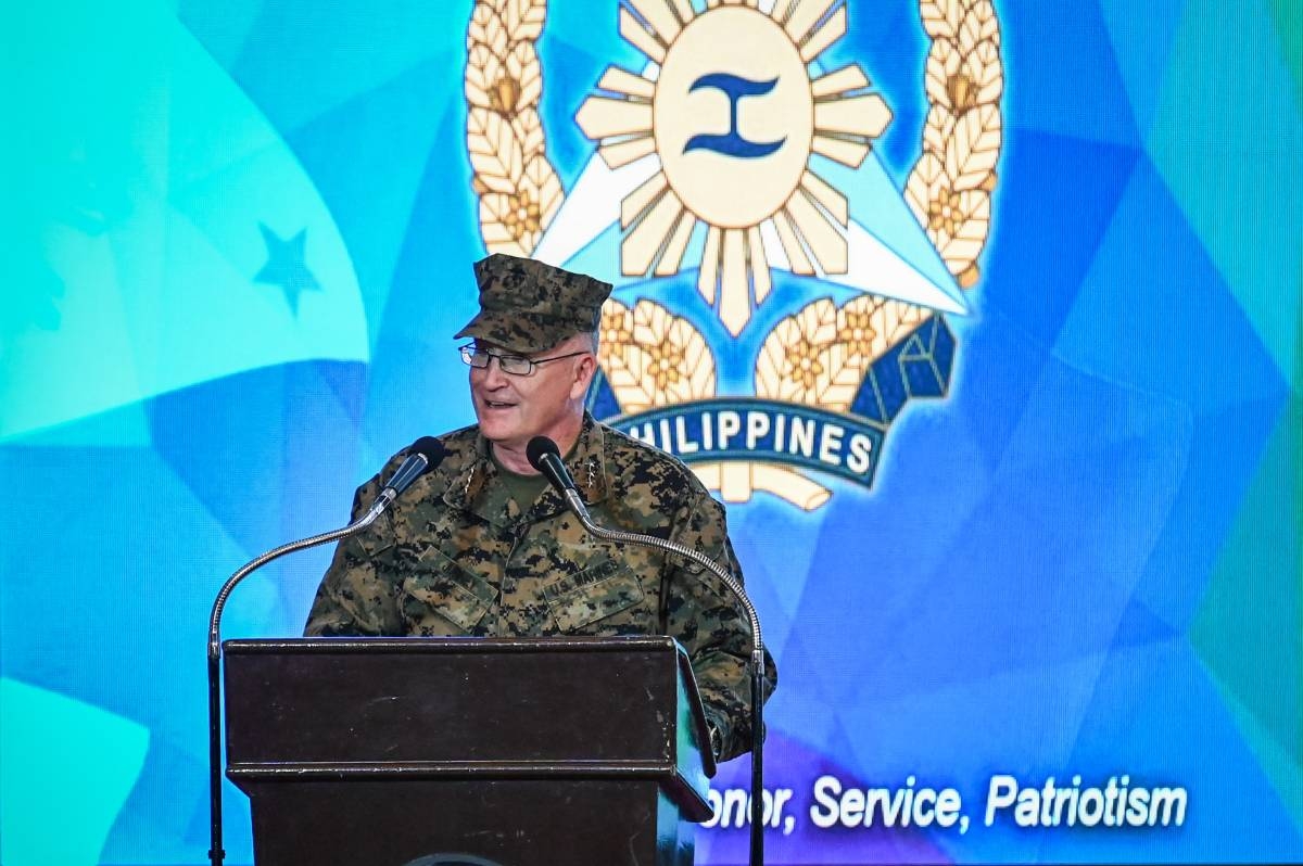 US exercise director for Balikatan Lieutenant General William Jurney talks during the opening ceremony of the 'Balikatan' joint military exercise at Camp Aguinaldo in Quezon City, on April 22, 2024. PHOTO BY JAM STA ROSA / AFP