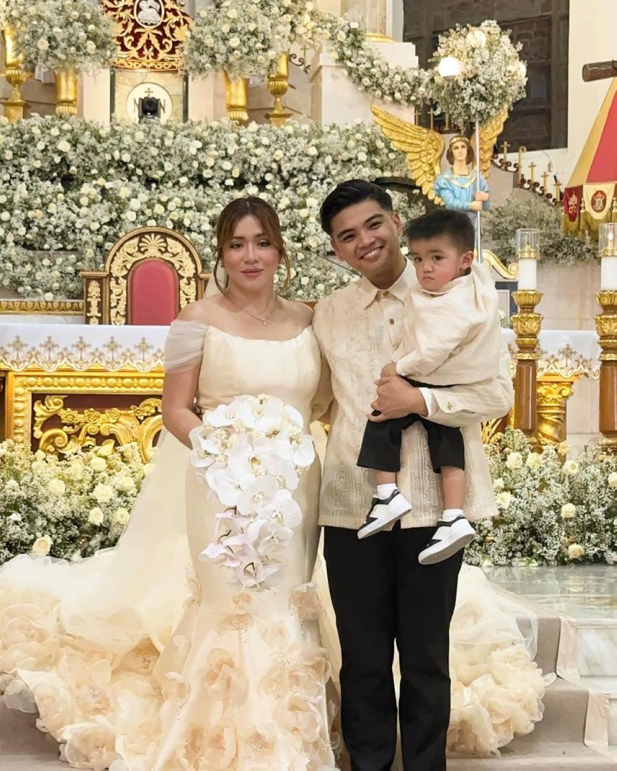 FAMILY OF THREE Angeline Quinto, husband Nonrev Daquina and son Sylvio who acted as ring bearer INSTAGRAM PHOTO/CHAROSANTOS