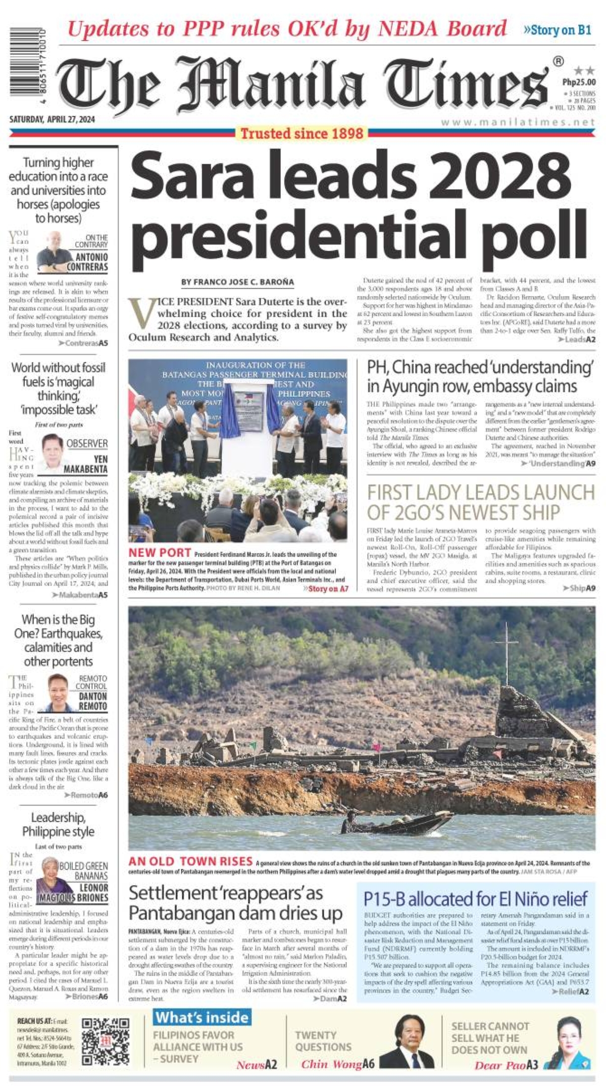 The Manila Times Front Page | Apr. 27, 2024