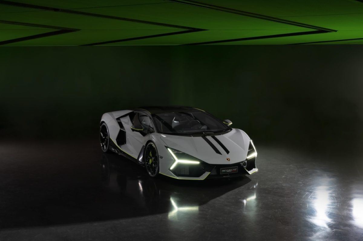 The Lamborghini Revuelto super sports car showcases the brand’s pinnacle for luxury and performance.
