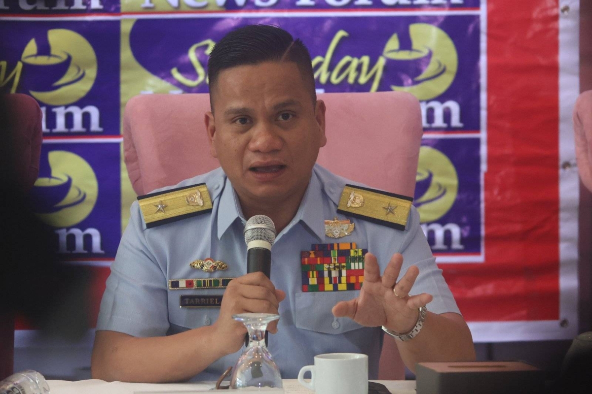 'DEGRADED ISLAND' Cmdre. Jay Tarriela, spokesman for the National Task Force-West Philippine Sea, presents the results of a Marine Resource1s Assessment conducted on Pag-asa Island in March. In a press conference on Saturday, May 4, 2024, Tarriela, along with Jay Batongbacal, a maritime law expert, and Dr. Jonathan Anticamara of the University of the Philippines Institute of Biology, said that the island near the WPS was in a 'degraded' state with low coral and fish diver