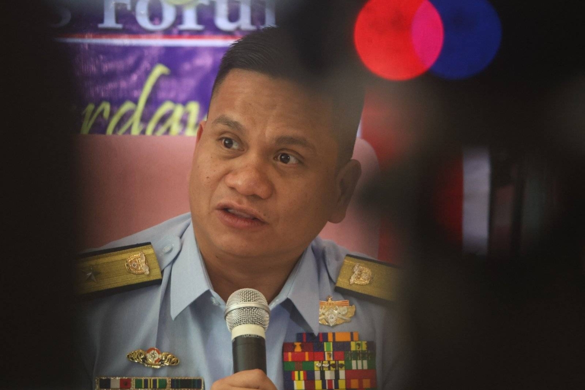 'DEGRADED ISLAND' Cmdre. Jay Tarriela, spokesman for the National Task Force-West Philippine Sea, presents the results of a Marine Resource1s Assessment conducted on Pag-asa Island in March. In a press conference on Saturday, May 4, 2024, Tarriela, along with Jay Batongbacal, a maritime law expert, and Dr. Jonathan Anticamara of the University of the Philippines Institute of Biology, said that the island near the WPS was in a 'degraded' state with low coral and fish diver