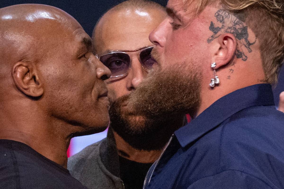 BADDEST MAN IS BACK 
Former heavyweight boxing champion US boxer Mike Tyson and YouTuber Jake Paul face off during a press conference at the Apollo Theatre in New York on May 13, 2024. Tyson’s July 20 fight against Paul in Dallas will be a sanctioned heavyweight professional bout, fighters and promoters announced on April 29. PHOTO BY KENA BETANCUR/AFP