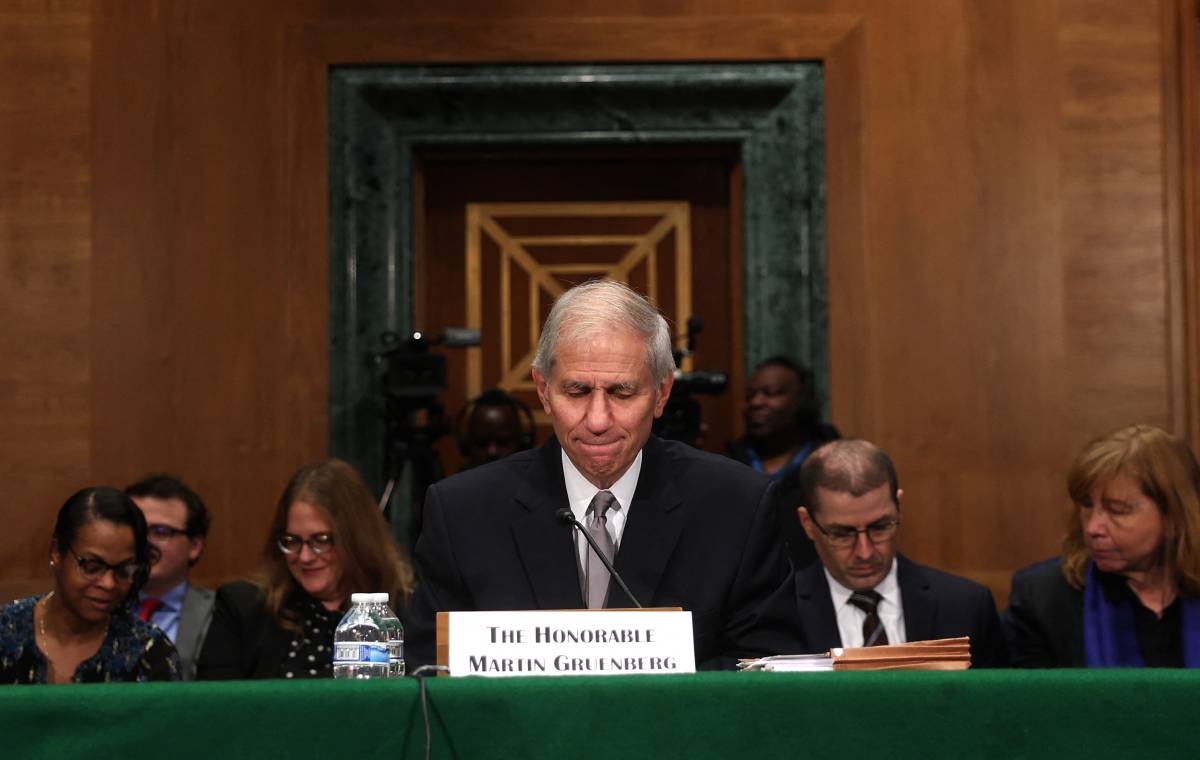 HOT SEAT Martin Gruenberg, chairman of the Federal Deposit Insurance Corp., testifies before the Senate Banking, Housing and Urban Affairs Committee on Capitol Hill on May 16, 2024 in Washington, D.C. AFP PHOTO