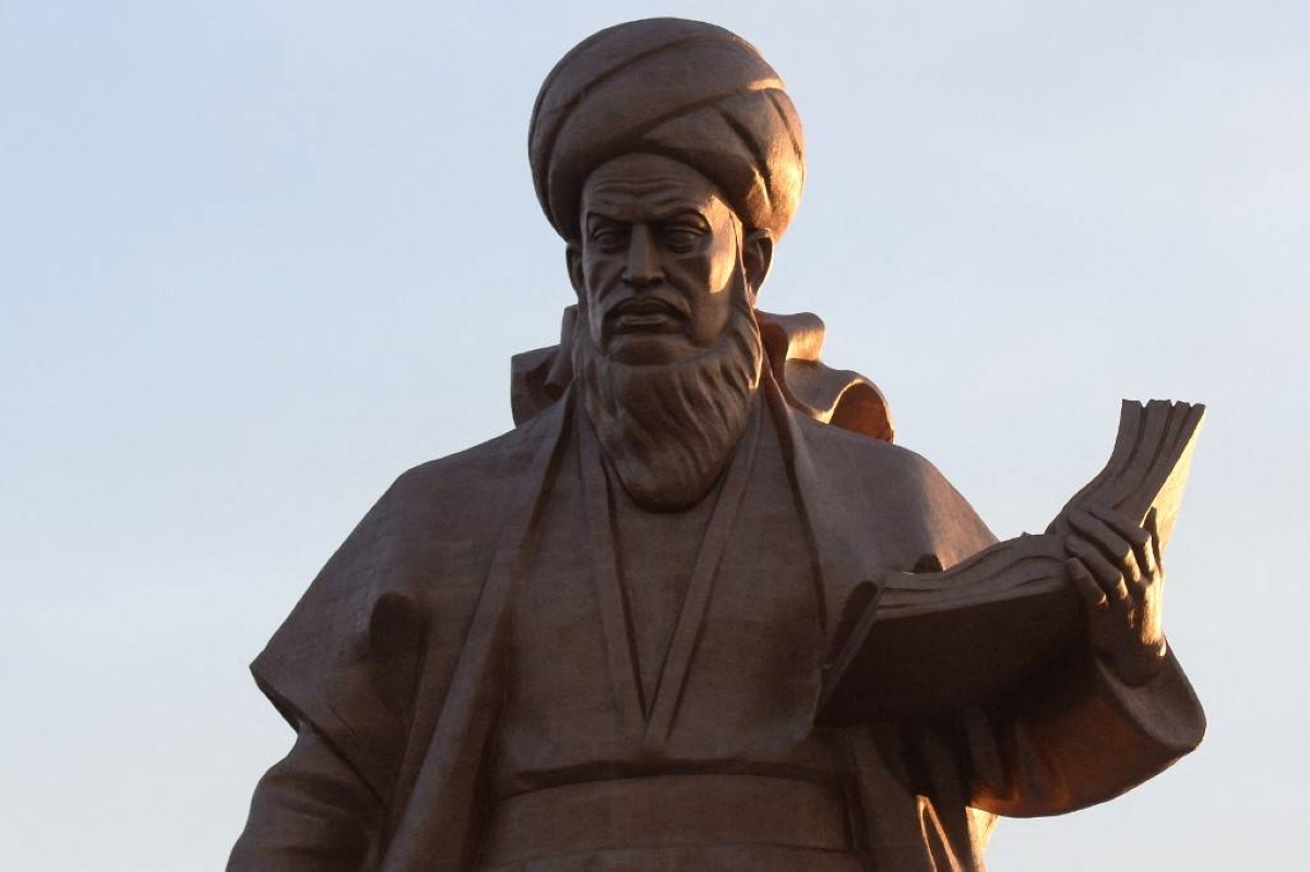 ELEVATED POSITION The upper part of the 80-meter-high bronze statue of Turkmen poet Magtymguly Pyragy is seen during its opening ceremony in the southern part of Turkmenistan’s capital Ashgabat on May 17, 2024. AFP PHOTO