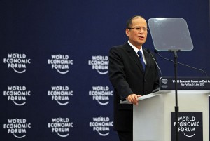 President Benigno Aquino 3rd addresses a session of the World Economic Forum on East Asia at the Myanmar International Convention Center in Naypyidaw Friday. Some 900 delegates from more than 50 countries attended the forum. AFP photo