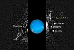 Photo shows the location of S/2004 N 1. It is about 100 million times fainter than the dimmest star that can be seen with the naked eye.  AFP PHOTO