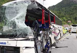 A bus that has collided with another one is seen in Fardal, Norway on Monday (Tuesday in Manila). AFP PHOTO