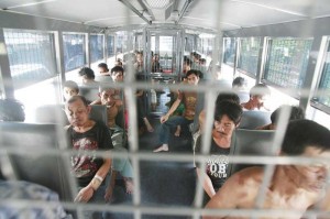 Captured Muslim rebels are transported to a prison facility outside Zamboanga. AFP PHOTO 