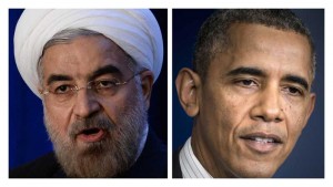 These two photographs show Iranian President Hassan Rouhani (L) on September 26, 2013 during an Asia Society event on the sidelines of the 68th United Nations General Assembly in New York; and US President Barack Obama (R) during a media briefing on September 27, 2013 at the White House in Washington, DC, about his phone conversation with the Iranian President. AFP Photo