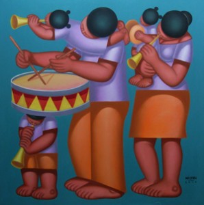 The Strange Little Band II by Wilfredo Alicdan, featured in the exhibit Indissoluble