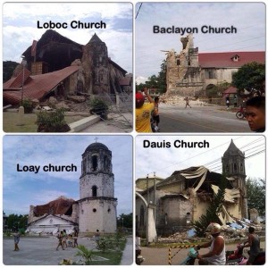 The 7.2-magnitude earthquake that hit the country’s most popular tourist attractions toppled buidings and centuries-old churches, shown at right. A resident of Bohol took these heart-breaking  photos right after the earthquake and posted them on Facebook 