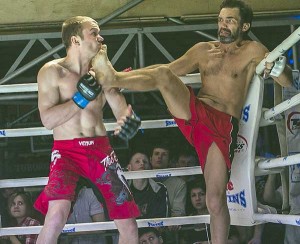 An undated handout picture provided by Vyacheslav Yurovskikh Family Archive, shows mixed martial arts (MMA) fighter, Vyacheslav “Ali Baba” Yurovskikh (right), competing during one of the MMA tournaments somewhere in undisclosed location in Russia. Often called “fight without rules” in Russian, MMA was virtually unknown in Russia a decade ago, but increasingly caught on since, after Russia’s Fedor Emelyanenko, a heavyweight fighter, won a series of international tournaments in 2001-02. AFP PHOTO