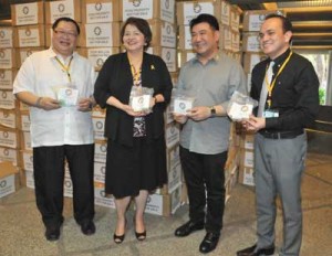 Dr. Jose Bernardo Gochoco, PCSO Chairman Margie Juico, General Manager Rojas 2nd and AGM Larry Cedro have mustered the agency’s donations for the victims of Super Typhoon Yolanda in Tacloban City.