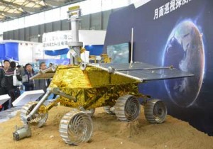 A November 5 file photo shows a model of a lunar rover known as The Yutu, or Jade Rabbit on display at the China International Industry Fair in Shanghai. AFP PHOTO