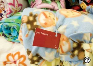 Giving on the go: Travelers can participate in a program to provide the comforting warmth of new BLANKETS TO SICK CHILDREN.